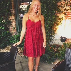 Red lace dress